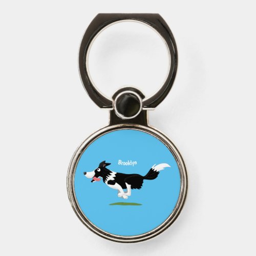 Funny Border Collie dog running cartoon Phone Ring Stand