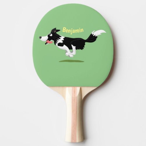 Funny Border Collie dog running cartoon Ping Pong Paddle