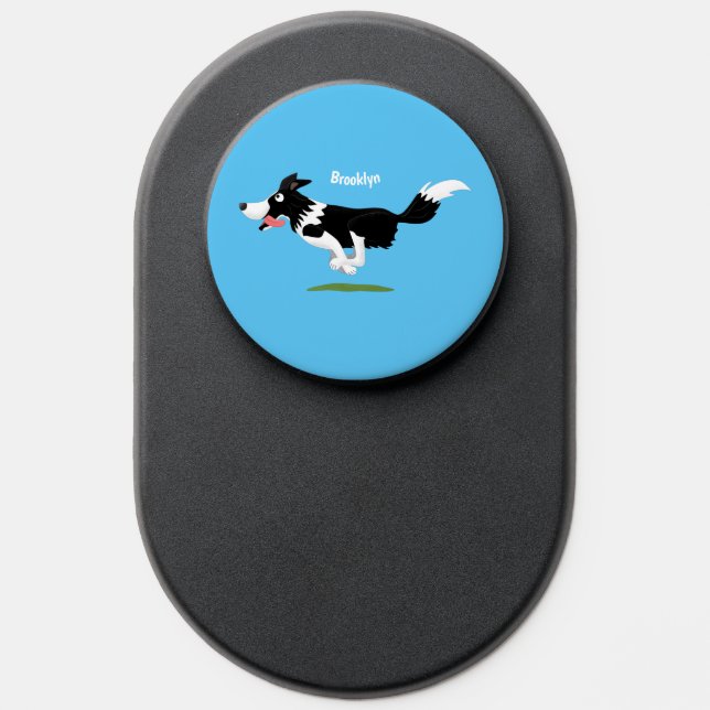 Funny Border Collie dog running cartoon PopSocket (Popsocket)