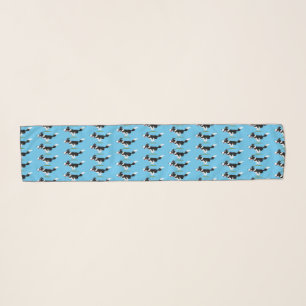 Funny Border Collie dog running cartoon Scarf