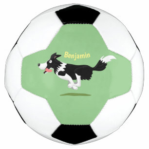 Funny Border Collie dog running cartoon Soccer Ball