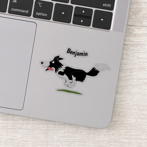 Funny Border Collie dog running cartoon Sticker