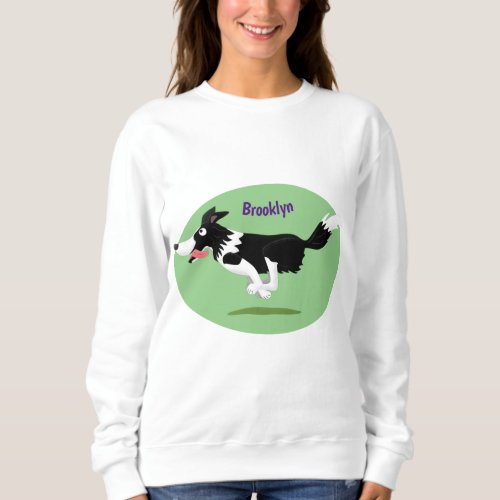 Funny Border Collie dog running cartoon Sweatshirt