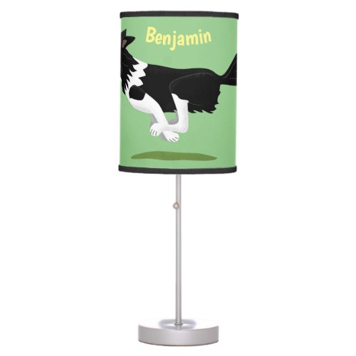 Funny Border Collie dog running cartoon Table Lamp