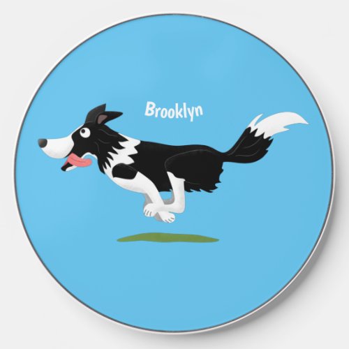 Funny Border Collie dog running cartoon Wireless Charger
