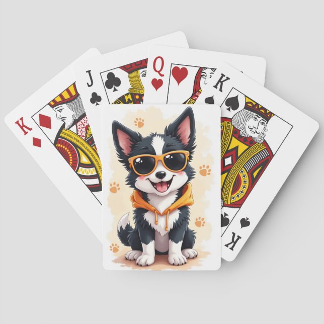 Funny Border Collie Kawaii Dog Poker Cards (Back)