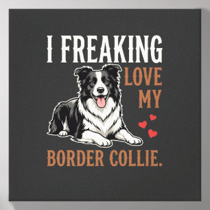 Funny Border Collie Love Dog Canvas Photo Tile