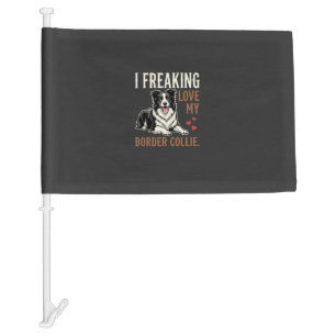 Funny Border Collie Love Dog Car Flag