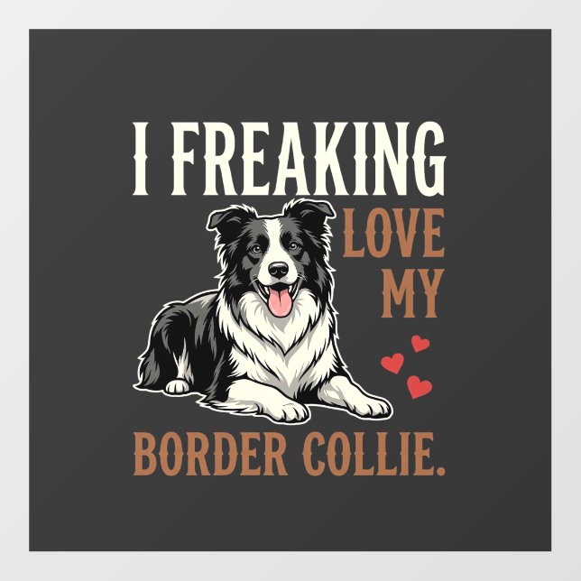 Funny Border Collie Love Dog Floor Decals (Front)