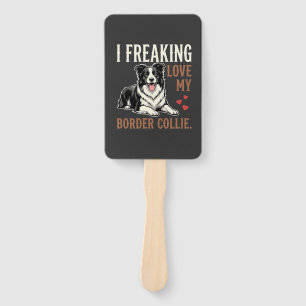 Funny Border Collie Love Dog Hand Fan