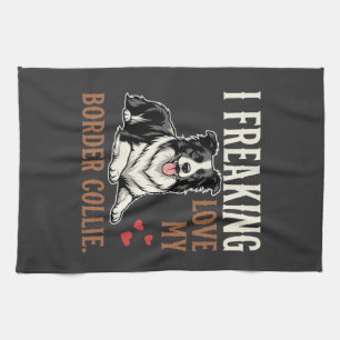 Funny Border Collie Love Dog Kitchen Towel