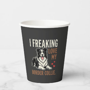 Funny Border Collie Love Dog Paper Cups