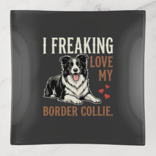 Funny Border Collie Love Dog Trinket Tray