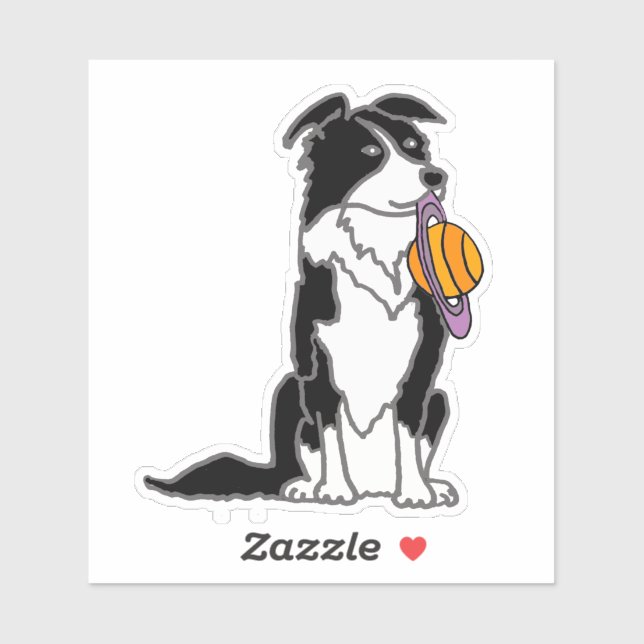 Funny Border Collie with Saturn Disc Sticker (Sheet)