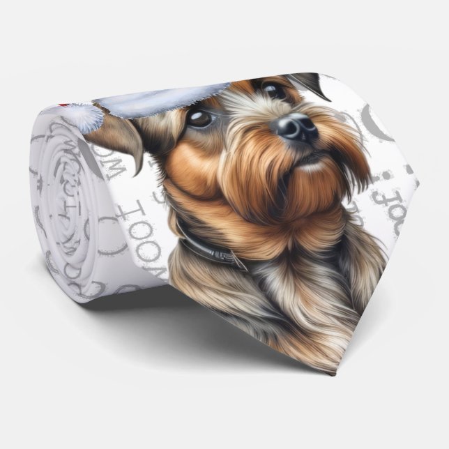 Funny Border Terrier Christmas Dog Lover Neck Tie (Rolled)
