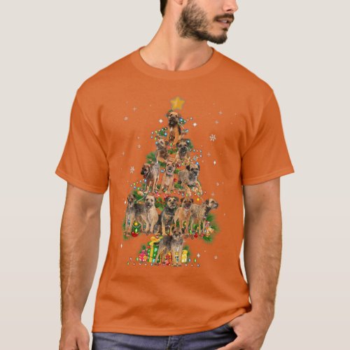 Funny Border Terrier Dog Christmas Tree Dog Lover  T_Shirt