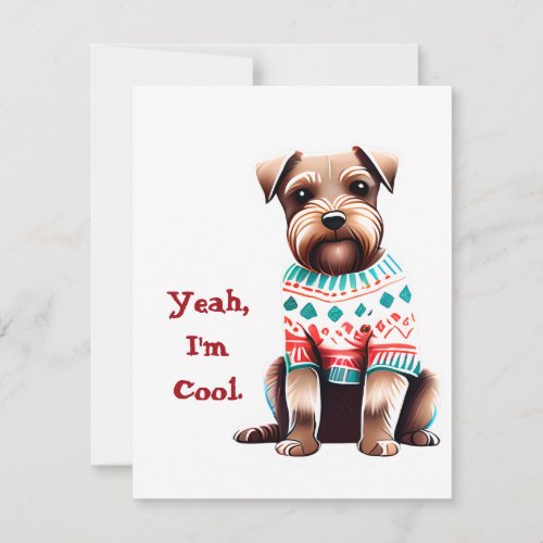 Funny Border Terrier in Christmas Sweater Holiday Card