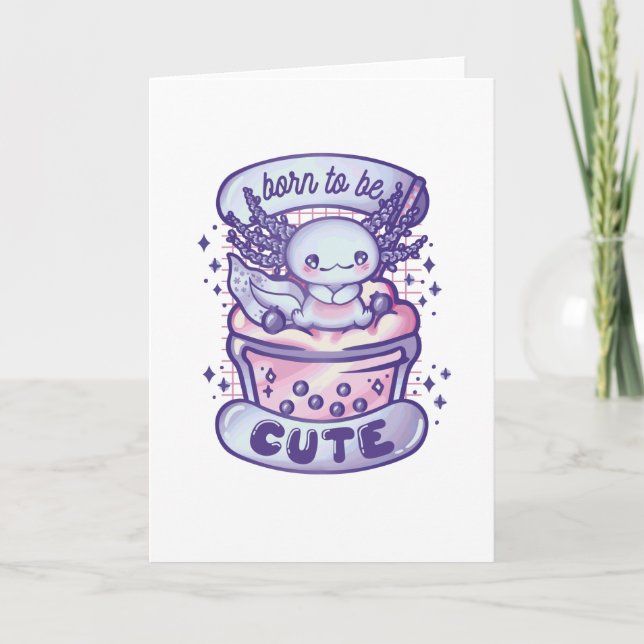 Funny Born to be Cute Axolotl Kids Gift Card (Front)