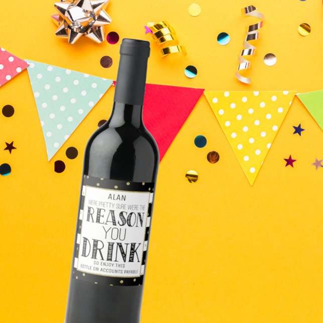 funny Boss Appreciation Gift gold gray Custom Wine Label (Creator Uploaded)