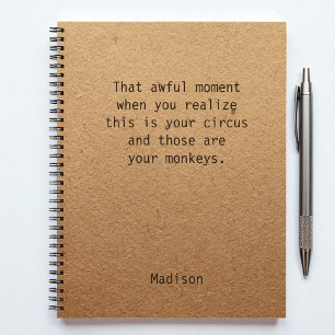Funny Boss Circus Monkeys Personalized Office Gift Notebook