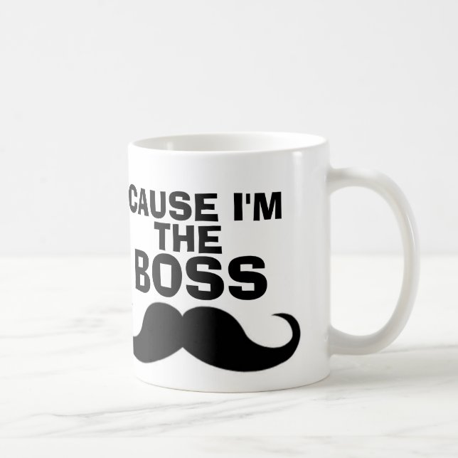 Funny BOSS Coffee Mugs, Mustache Mug (Right)