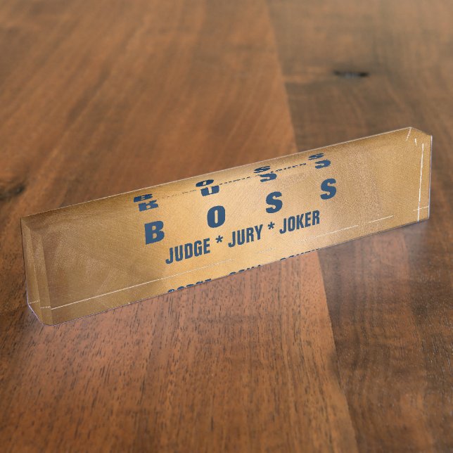 Funny Boss Copper And Navy Desk Nameplates. Name Plate (Side)