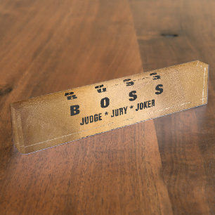 Funny Boss Copper Desk Nameplates. Name Plate