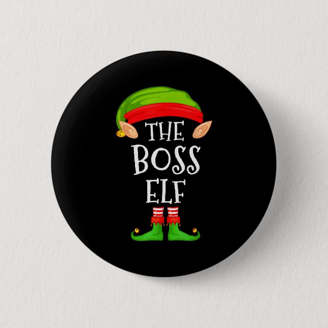 Funny Boss Elf Family Christmas Boss Elf Sweater M Button (Front)