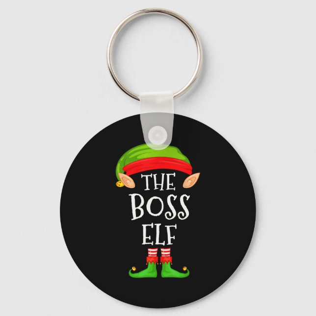 Funny Boss Elf Family Christmas Boss Elf Sweater M Keychain (Front)