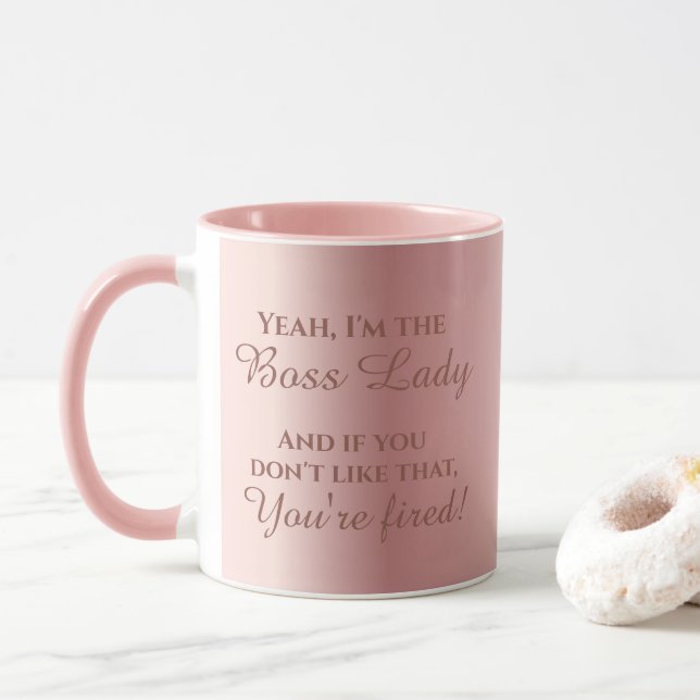 Funny Boss Lady Coffee Mug Humorous Boss Gift (With Donut)