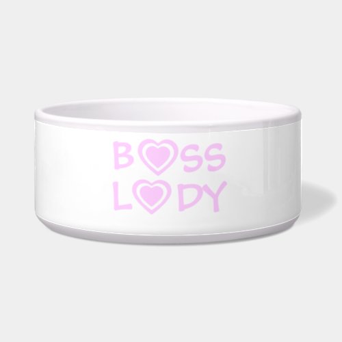 Funny Boss Lady Furbaby with Pink Hearts Dog Bowl