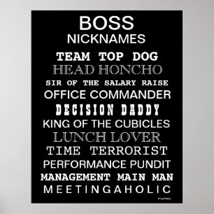 Funny Boss Nicknames Poster Boss Joke Sign Gift