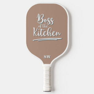Funny Boss of the Kitchen Khaki White Elegant Pickleball Paddle