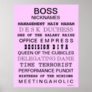 Funny Boss Poster Office Sign Female Boss Gift