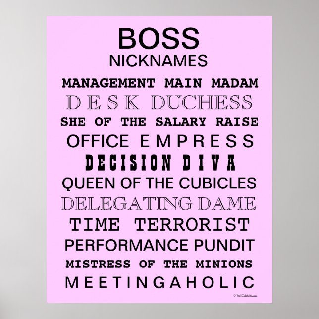 Funny Boss Poster | Office Sign | Female Boss Gift (Front)