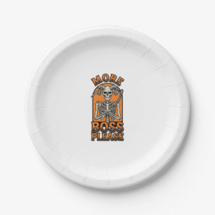 Funny Boss Skeleton Vintage Halloween Shirt_1 Paper Plates