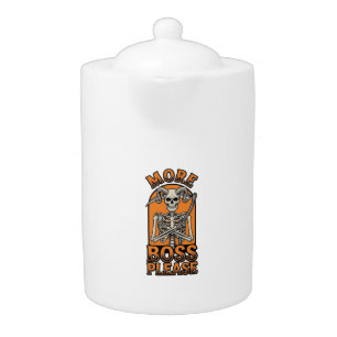 Funny Boss Skeleton Vintage Halloween Shirt_1 Teapot