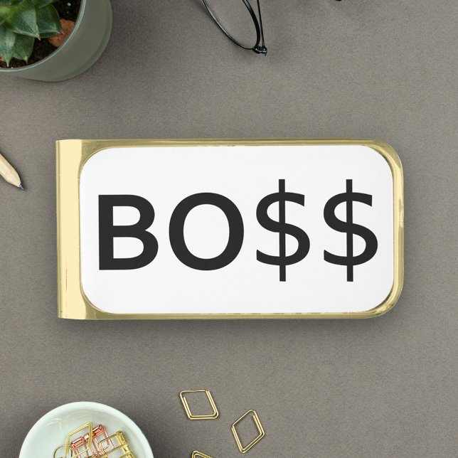 Funny BOSS Typography with dollars Gold Finish Money Clip (Creator Uploaded)