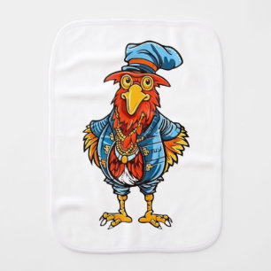 Funny Bossy Cartoon Rooster Baby Burp Cloth