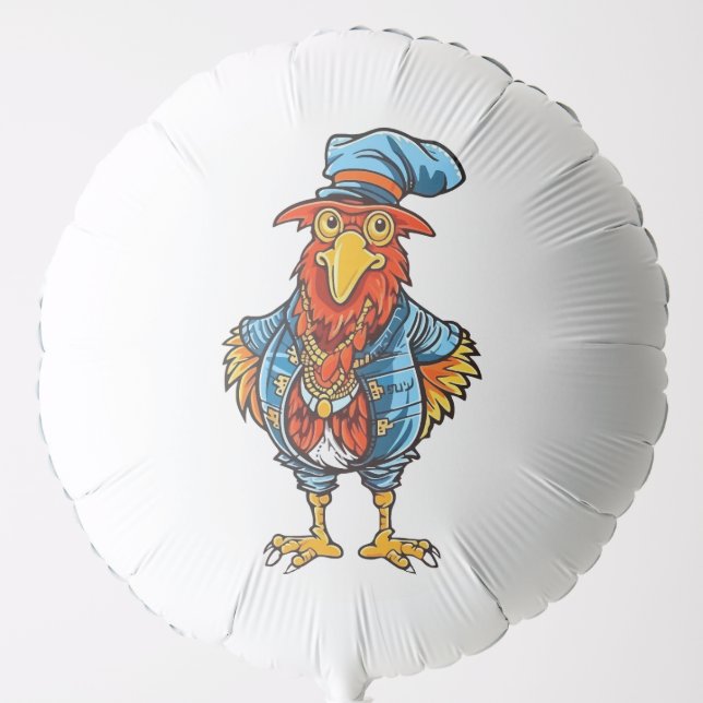 Funny Bossy Cartoon Rooster Balloon (Front)