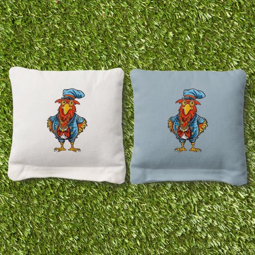 Funny Bossy Cartoon Rooster Cornhole Bags