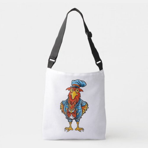 Funny Bossy Cartoon Rooster Crossbody Bag