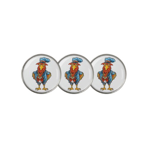 Funny Bossy Cartoon Rooster Golf Ball Marker