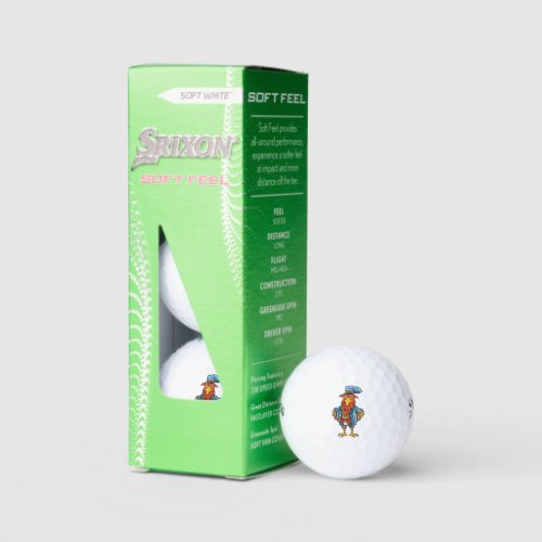 Funny Bossy Cartoon Rooster Golf Balls