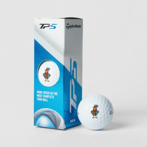 Funny Bossy Cartoon Rooster Golf Balls