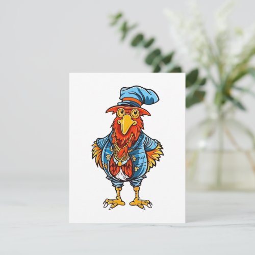 Funny Bossy Cartoon Rooster Note Card