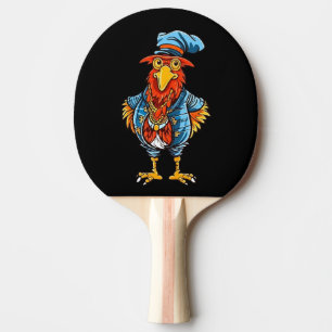 Funny Bossy Cartoon Rooster Ping Pong Paddle