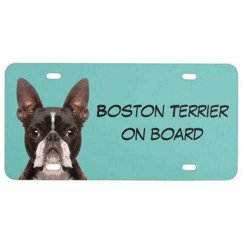 Funny Boston Terrier Car License Tag Design License Plate
