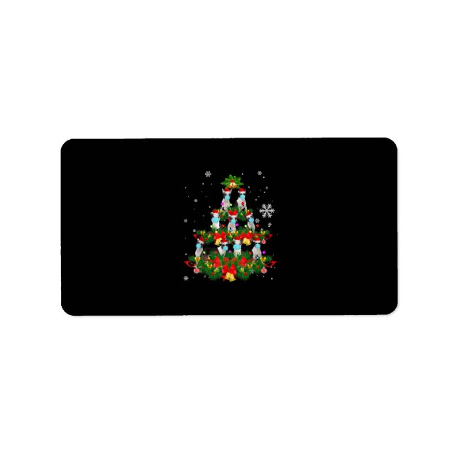 Funny Boston Terrier Christmas Tree Dog Mask Xmas Label (Front)