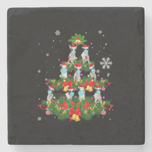 Funny Boston Terrier Christmas Tree Dog Mask Xmas Stone Coaster